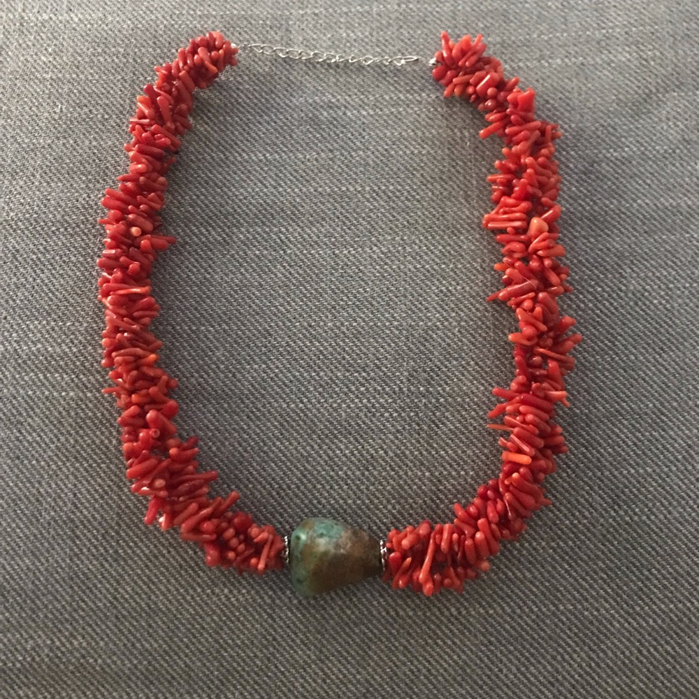 Red coral choker necklace